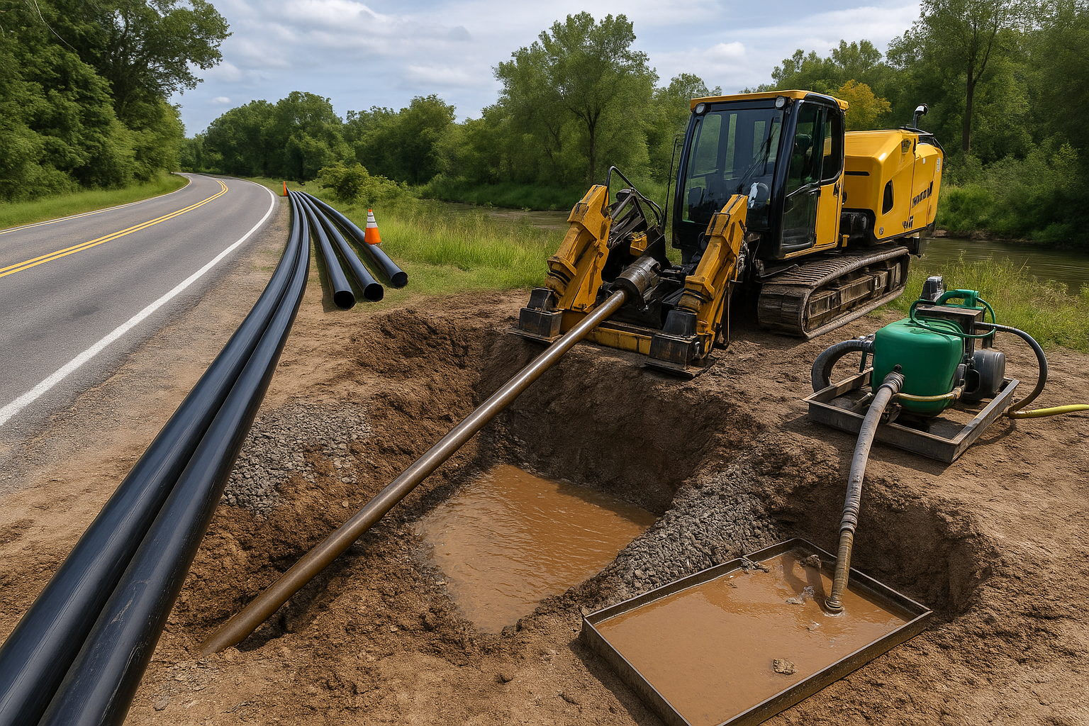 Pilot bore alignment near roadway
