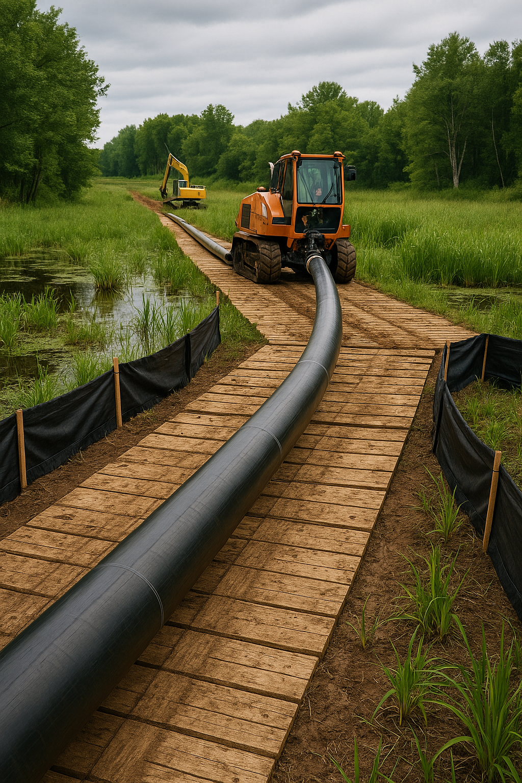 Pullback of fused HDPE across a wetland protection corridor