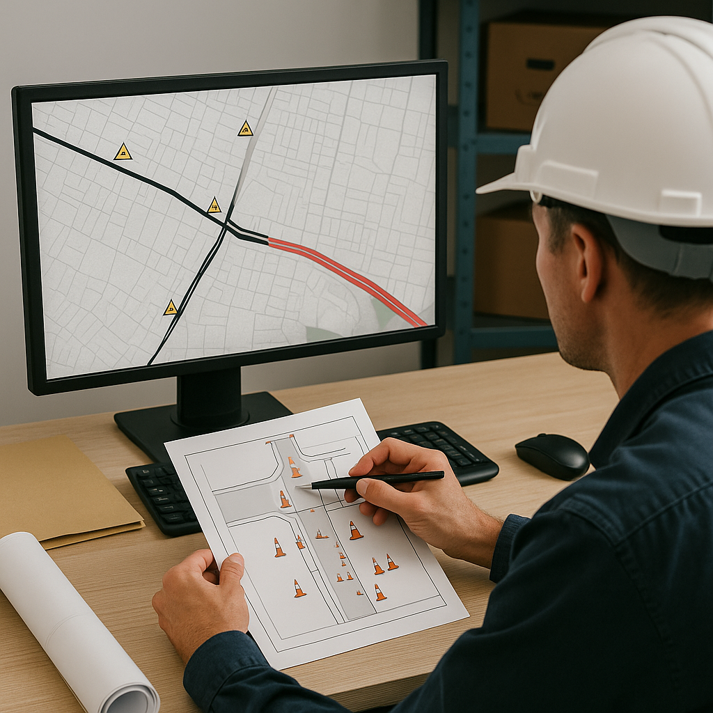 Project manager reviewing QA/QC documentation on site