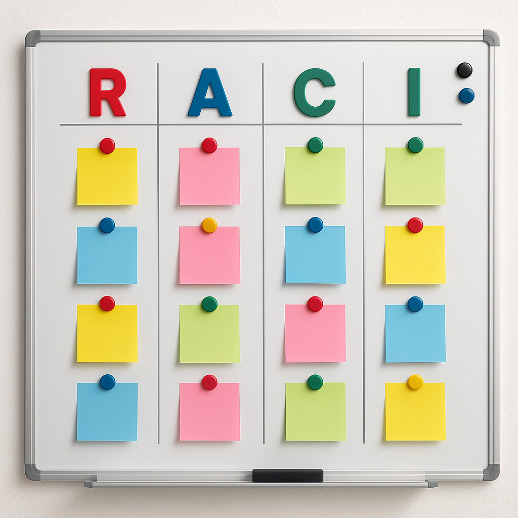 Team governance and RACI alignment board