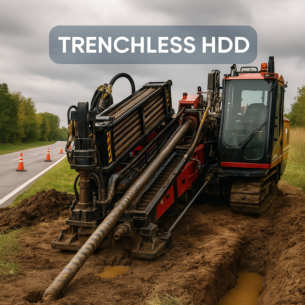 HDD rig operating near a roadway